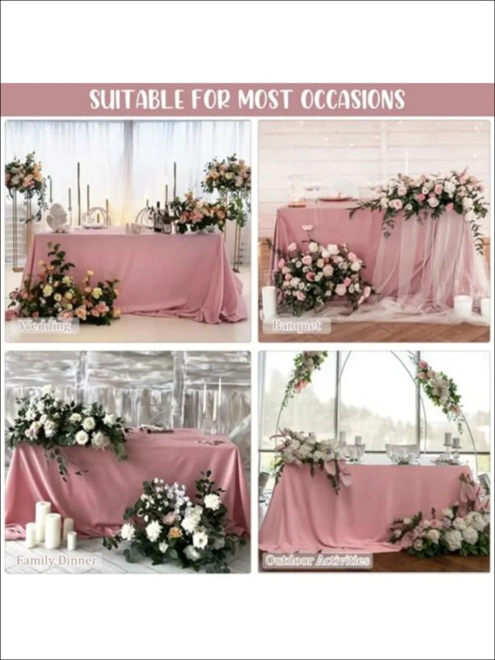 8 Pack Premium Polyester Tablecloths 60x102 Washable Rectangle Table Covers